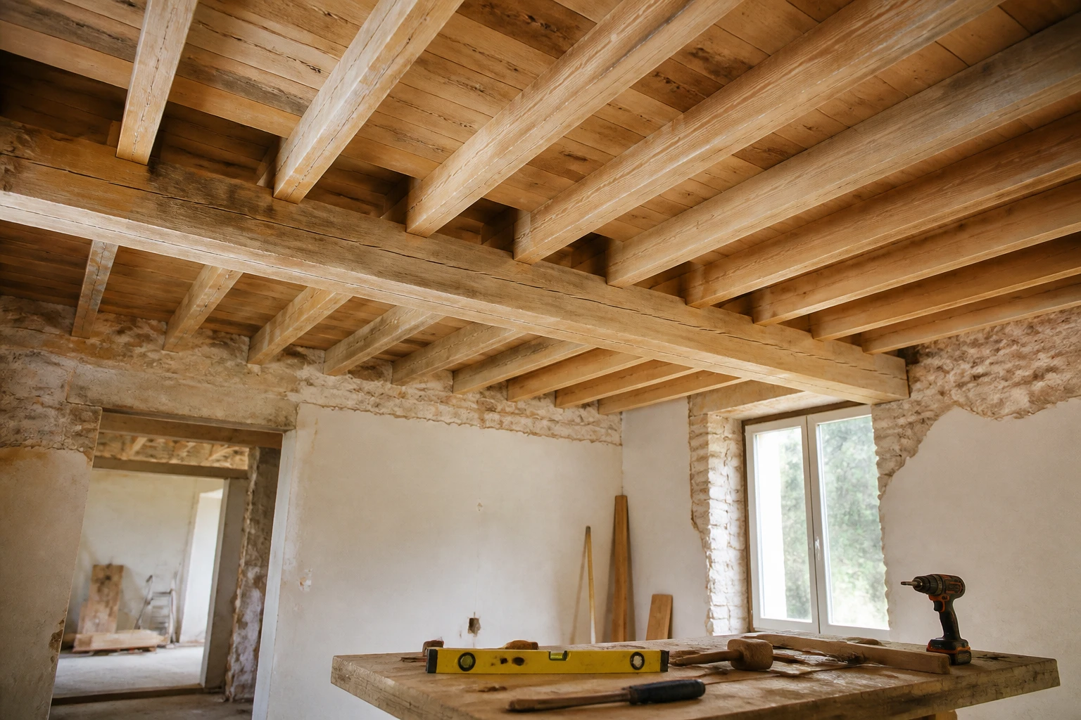 Solivage pour plafond : calcul, pose et prix au m²